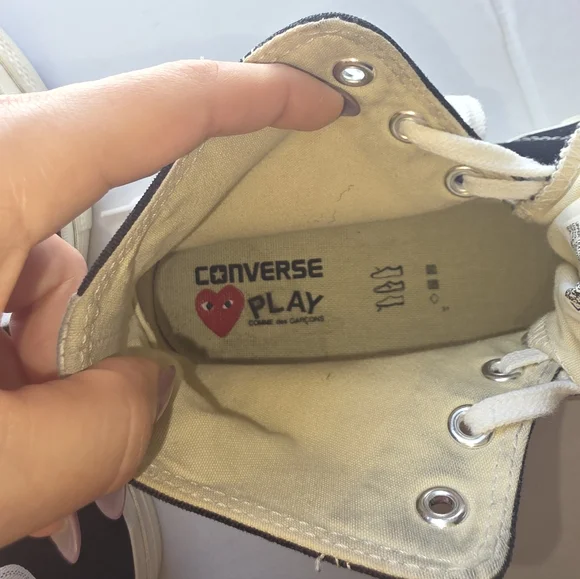 🌸Converse X Comme Des Garcon |Black High-Top Sneakers with Red Heart 11 - Picture 11 of 14